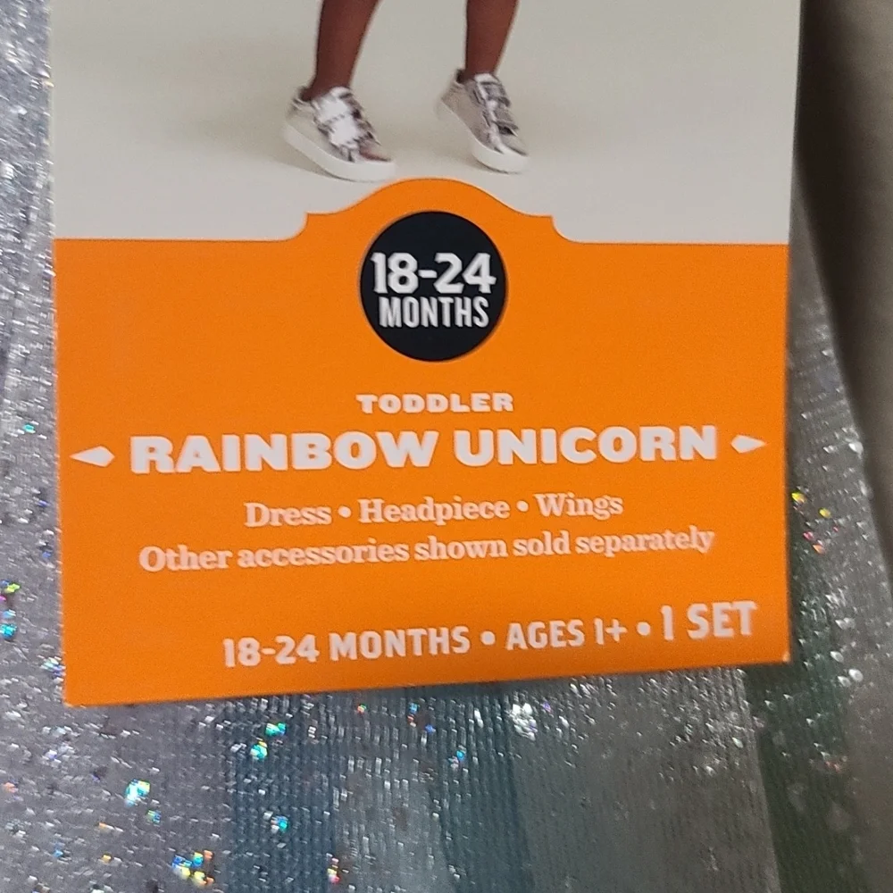 Toddler Rainbow unicorn costume.